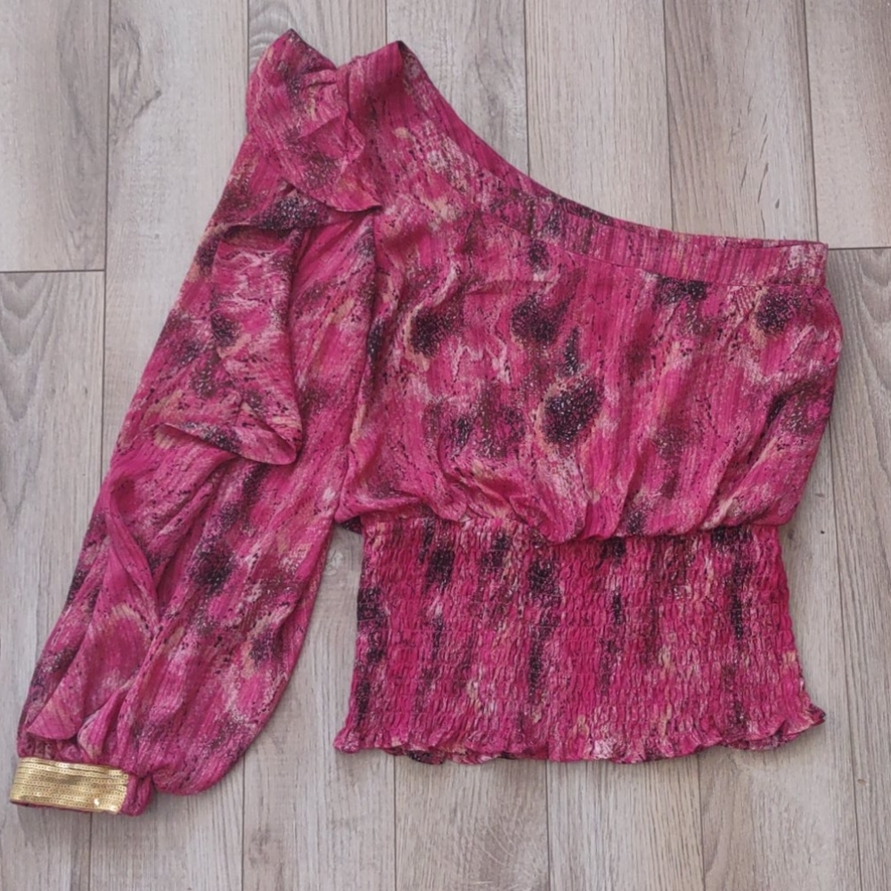 One Shoulder 100% Silk Boho Style Top*